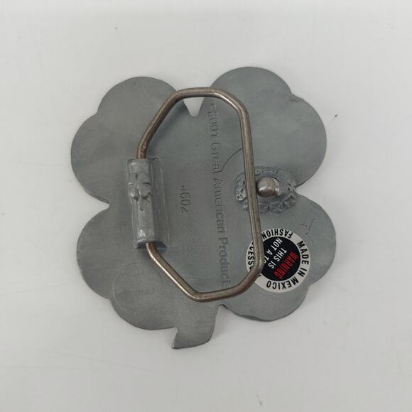 Lucky Shamrock Mens Belt Buckle 4 Leaf Clover St. Patrick's Patty Day Good - Picture 3 of 10